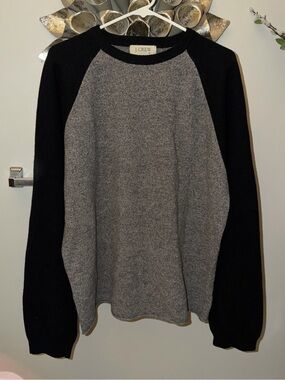 J. Crew Men’s Gray Body with Black Raglan Crewneck Sweater